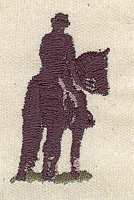 Embroidery Design: Horse and rider<br>2.00in. H  x 1.11in. W