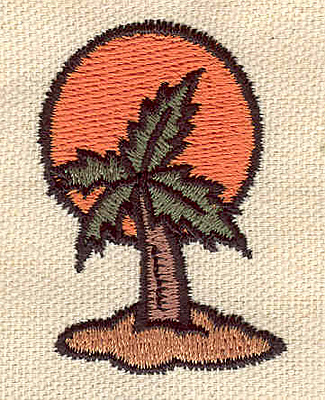 Embroidery Design: Palm and sun<br> 1.37w X 1.96h