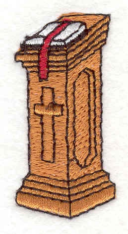 Embroidery Design: Lectern with bible <br>1.00"w X 2.09"h