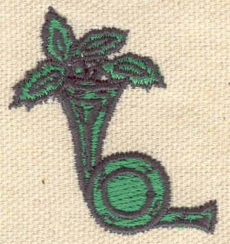 Embroidery Design: Horn with holly<br> 1.50w X 1.62h