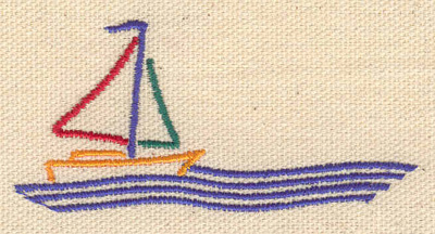 Embroidery Design: Sail boat<br> 3.10w X 1.46h