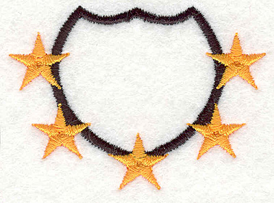 Embroidery Design: Shield with Stars<br>1.72"x2.36"