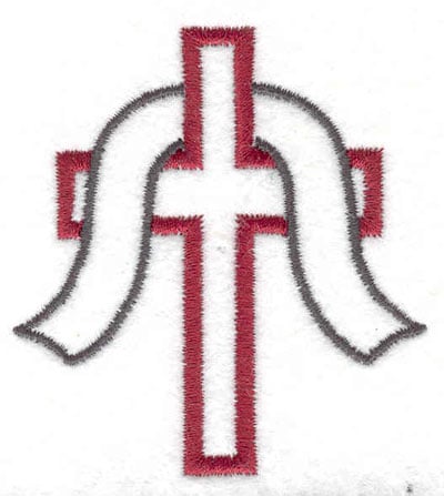 Embroidery Design: Cross with banner <br>2.46"w X 2.71"h