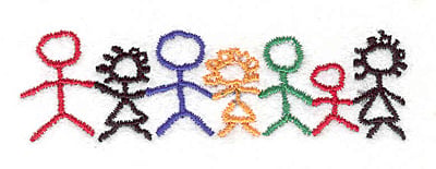 Embroidery Design: Children stick figures <br>3.43"w X 1.01"h
