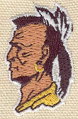 Embroidery Design: Indian head<br> 1.06w X 1.69h