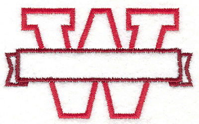 Embroidery Design: W Banner<br>2.04" x 3.46"
