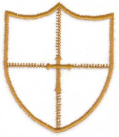 Embroidery Design: Shield Quarter with Cross<br>3.52"x2.94"