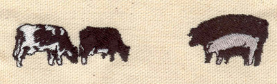 Embroidery Design: Cows and pigs<br> 3.97w X 0.81h