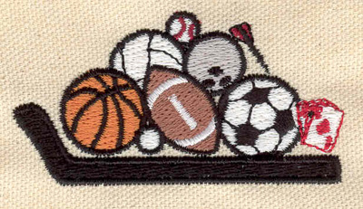 Embroidery Design: Sports equipment<br> 2.83w X 1.47h