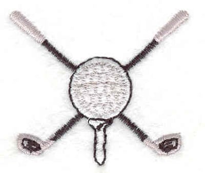 Embroidery Design: Golf Ball and clubs <br>1.62"w X 1.43"h