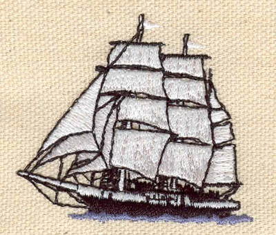 Embroidery Design: Sailing ship<br> 2.00w X 1.82h