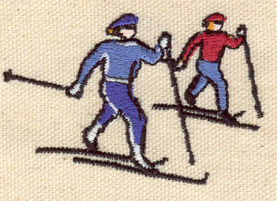 Embroidery Design: Cross country skiers<br> 2.57w X 1.69h