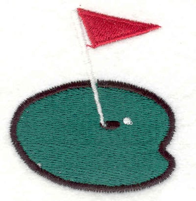 Embroidery Design: Golf Green with flag <br>2.13"w X 2.35"h