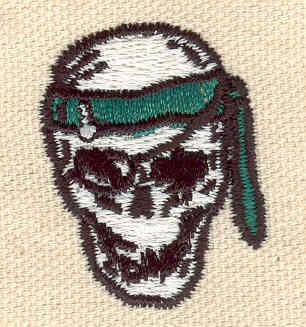 Embroidery Design: Pirate skull<br> 1.12w X 1.45h