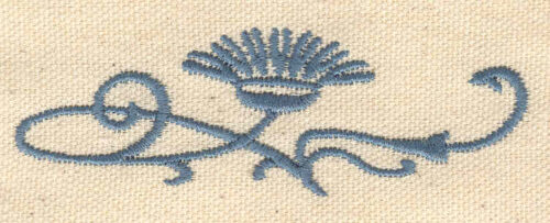 Embroidery Design: Flower with swirls<br> 3.51w X 1.14h
