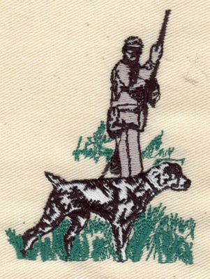 Embroidery Design: Hunter with dog<br> 2.35w X 3.15h | Embroidery Legacy Embroidery Design: Hunter with dog<br> 2.35w X 3.15h