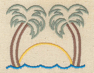 Embroidery Design: Palm tree sunset<br> 2.88w X 2.34h