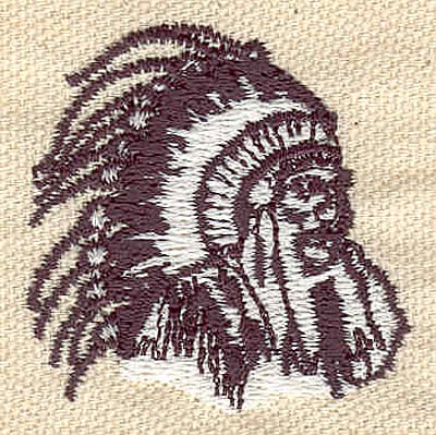 Embroidery Design: Indian chief<br> 1.56w X 1.57h