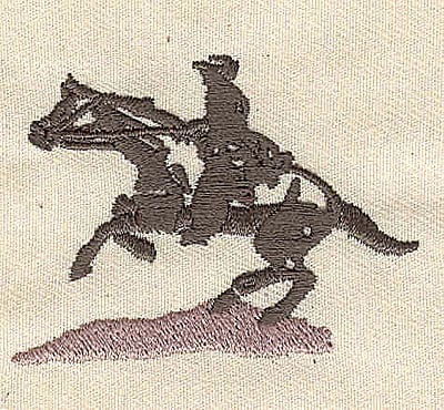 Embroidery Design: Western horse and rider<br>2.17in. H x 1.73in. W