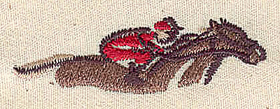 Embroidery Design: Jockey on horse<br>1.91in. H x 0.57in. W