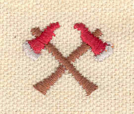 Embroidery Design: Crossed axes mini<br> 0.76w X 0.92h