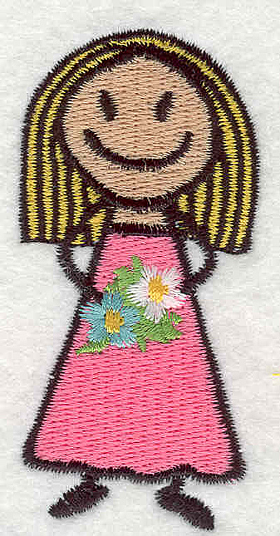 Embroidery Design: Flower girl <br>1.48"w X 3.02"h