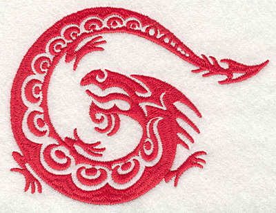 Embroidery Design: Dragon stylized<br>4.50"Hx3.50"W