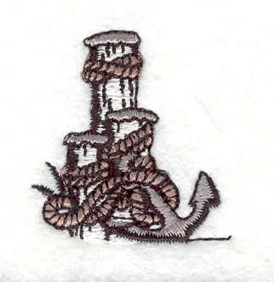 Embroidery Design: Anchor with rope on post <br>1.46"w X 1.39"h