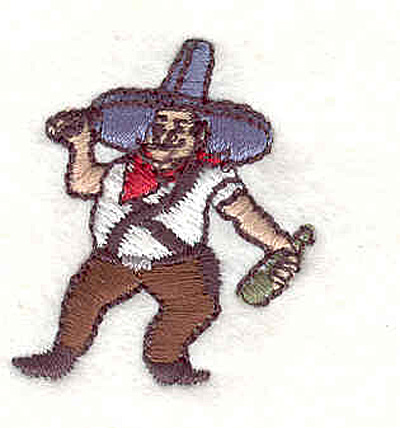Embroidery Design: Cowboy wearing sombrero <br>1.17"W x 1.37"H