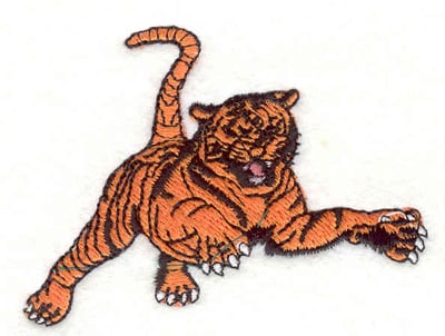 Embroidery Design: Tiger pouncing <br>2.04"w X 2.67"h