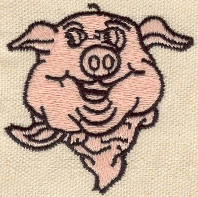 Embroidery Design: Pig with scarf<br> 2.30w X 2.30h