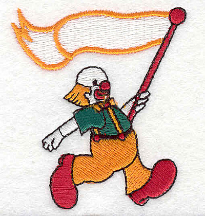 Embroidery Design: Clown with flag <br>2.20"w X 2.50"h