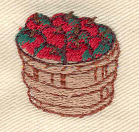 Embroidery Design: Basket of apples<br> 1.00w X 1.00h