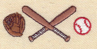 Embroidery Design: Glove bats and ball<br> 2.50w X 1.00h
