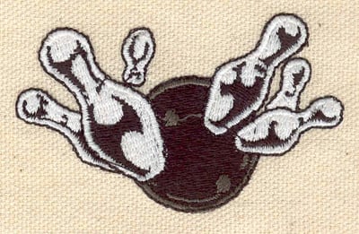 Embroidery Design: Bowling ball and pins<br> 2.70w X 1.60h