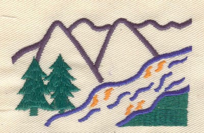 Embroidery Design: Mountain and river scene<br> 3.00w X 1.85h | Embroidery Legacy Embroidery Design: Mountain and river scene<br> 3.00w X 1.85h