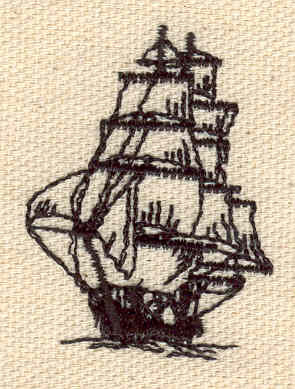 Embroidery Design: Sailing ship<br> 1.26w X 1.67h