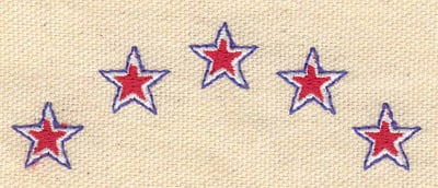 Embroidery Design: Stars five<br> 3.25w X 1.20h
