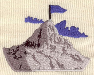 Embroidery Design: Mountain with flag<br> 3.25w X 2.50h