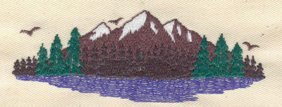 Embroidery Design: Mountain and forest scene<br> 4.50w X 1.75h