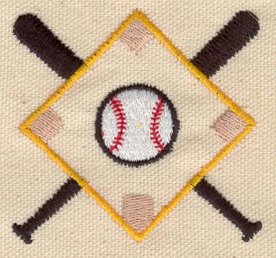 Embroidery Design: Bat base and ball<br> 2.47w X 2.33h