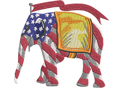 Embroidery Design: Republican Elephant Stripes Lg<br> 4.50w X 4.18h
