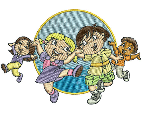 Embroidery Design: Kids Dancing Lg<br> 4.00w X 2.73h