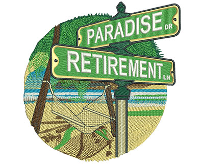 Embroidery Design: Retirement Lane Lg<br> 5.90w X 6.01h