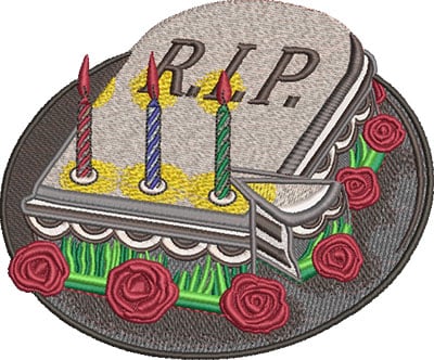 Embroidery Design: RIP Cake Lg<br> 5.84w X 4.85h