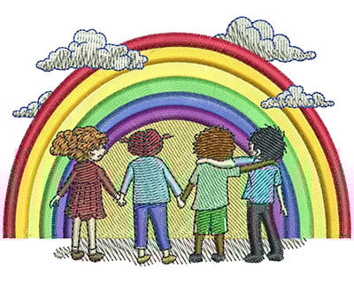 Embroidery Design: Rainbow Kids Lg<br> 4.00w X 2.87h