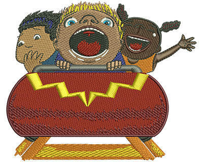 Embroidery Design: Roller Coaster Kids Lg<br> 4.53w X 3.86h