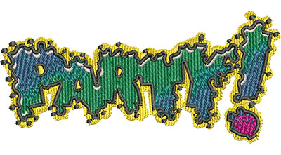 Embroidery Design: Party Type Lg<br> 4.57w X 2.18h