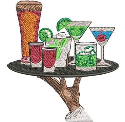 Embroidery Design: Drink Tray Lg<br> 4.45w X 4.79h