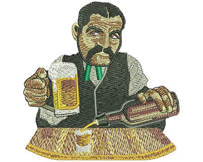 Embroidery Design: Vintage Bar Tender Lg<br> 3.43w X 3.50h